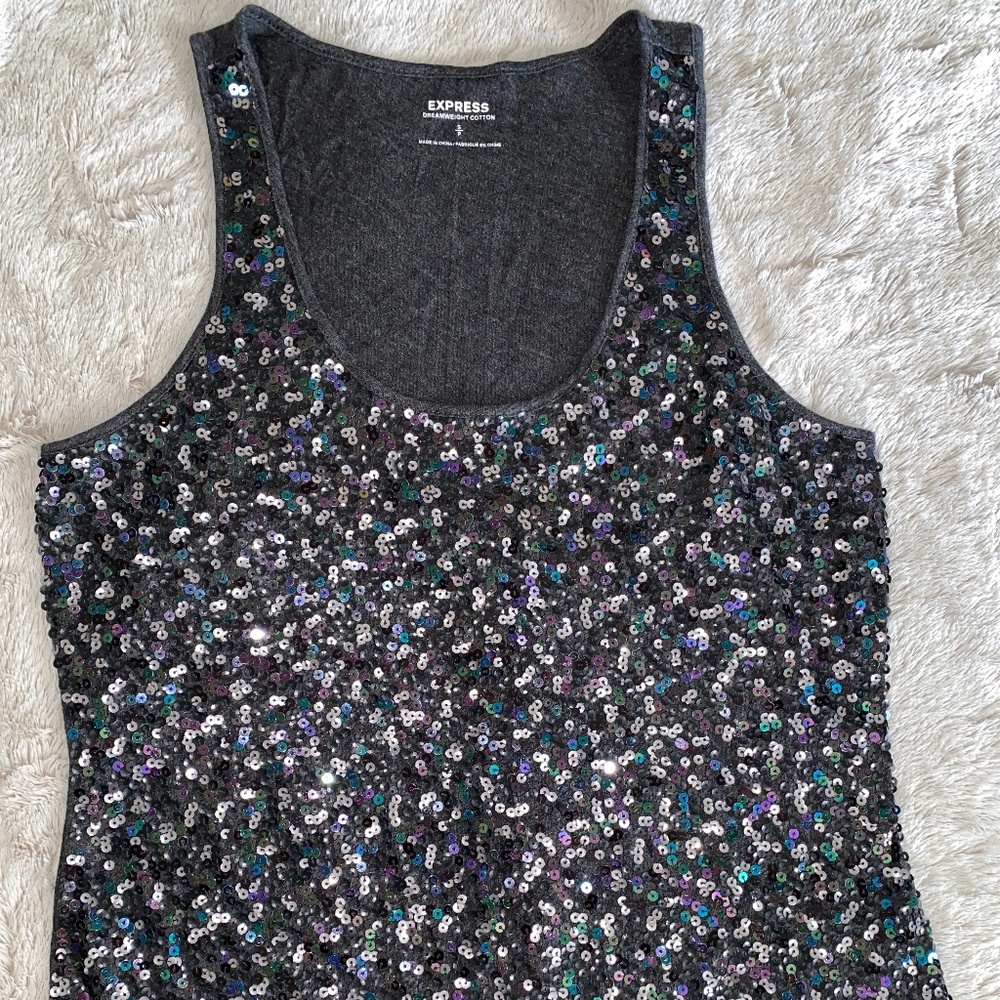 Sequin Sleeveless Top | Gray and Multi Colors